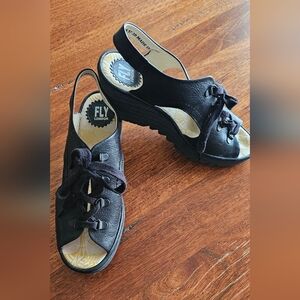 Fly London 500742005 Black Open-Toe Sandals Size 39/US 8-8.5